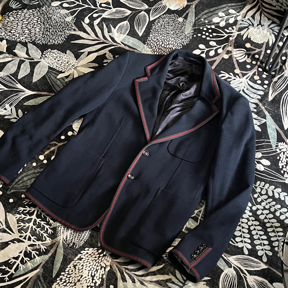 Gucci Dark Blue Blazer with Red Accents